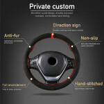 Suede Leather Car Steering Wheel Cover Braid 38cm DIY With Needle Thread