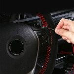 Suede Leather Car Steering Wheel Cover Braid 38cm DIY With Needle Thread