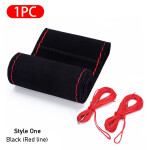 Suede Leather Car Steering Wheel Cover Braid 38cm DIY With Needle Thread